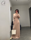 SWAYING/KNIT one-line collar cutout dress SW24SS2L24 pink apricot PS71